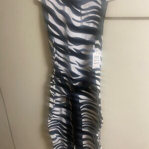 INC International Concepts Zebra Pattern Midi Dress - Black and White